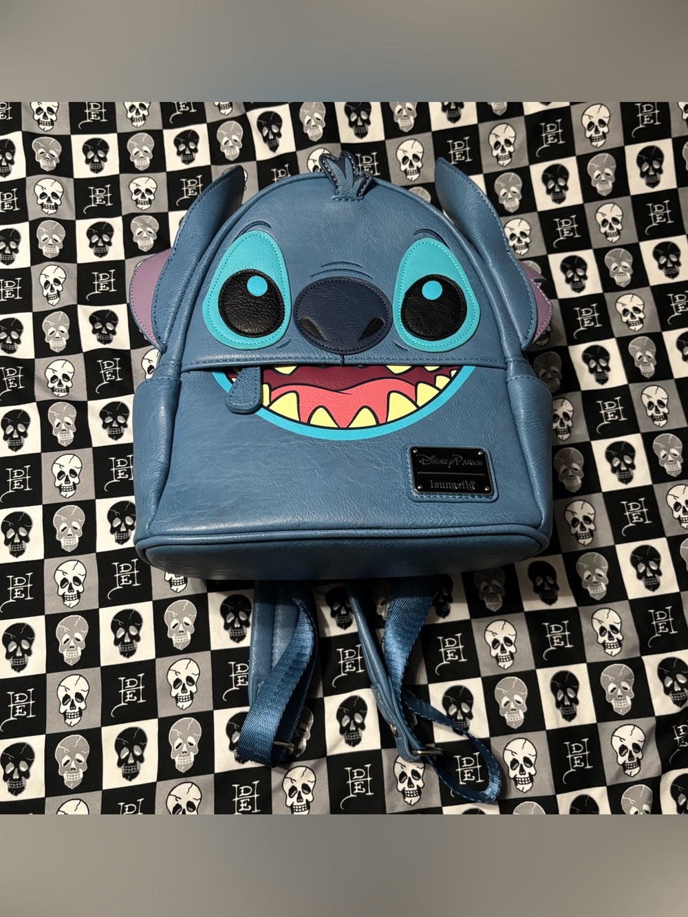 Disney Loungefly Blue Lilo and Stitch Head Mini Backpack